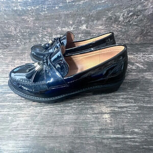 Elegant Black Patent Leather Womens Shoes Loafers